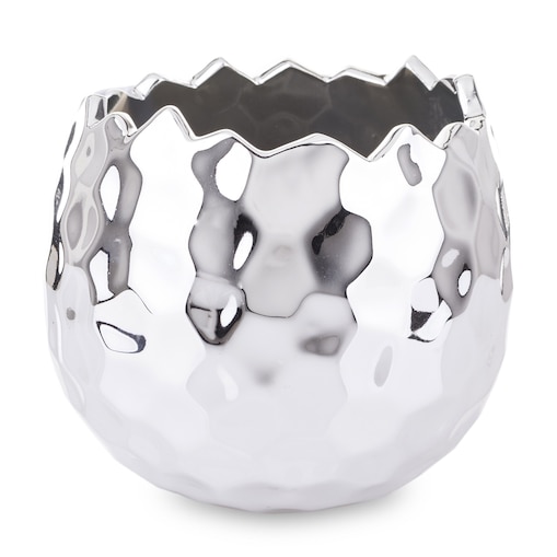 Osłonka srebrna kamionka 11x11x11 cm CASTEL - II