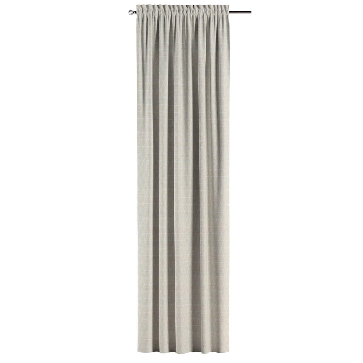 Zasłona na kanale z grzywką 1 szt. 130x245 trójkąty na beżowo-lnianym tle