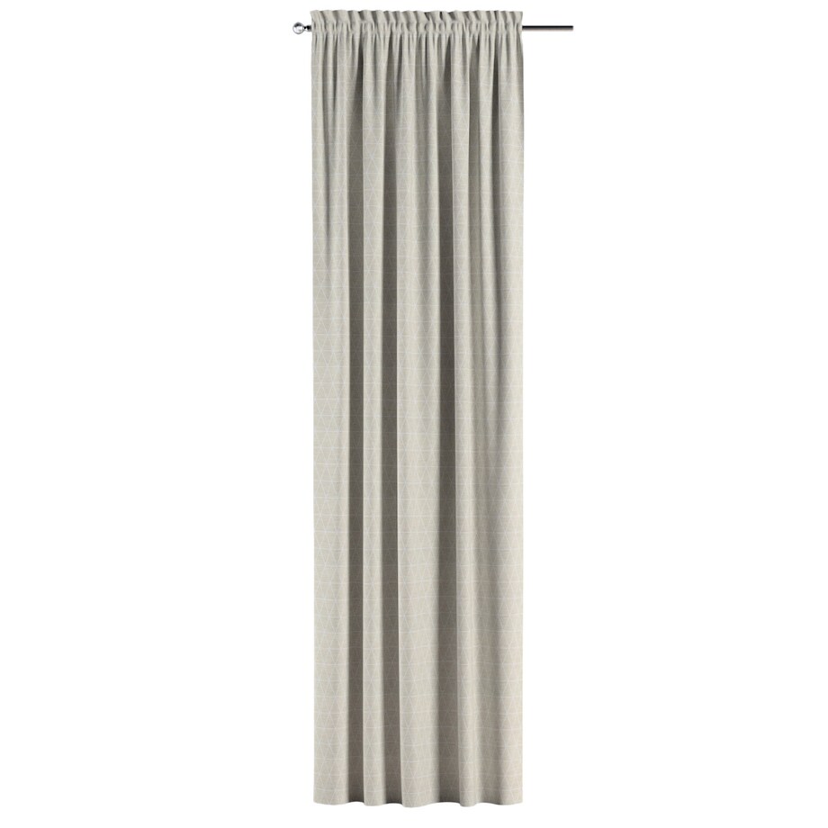 Zasłona na kanale z grzywką 1 szt. 130x245 trójkąty na beżowo-lnianym tle