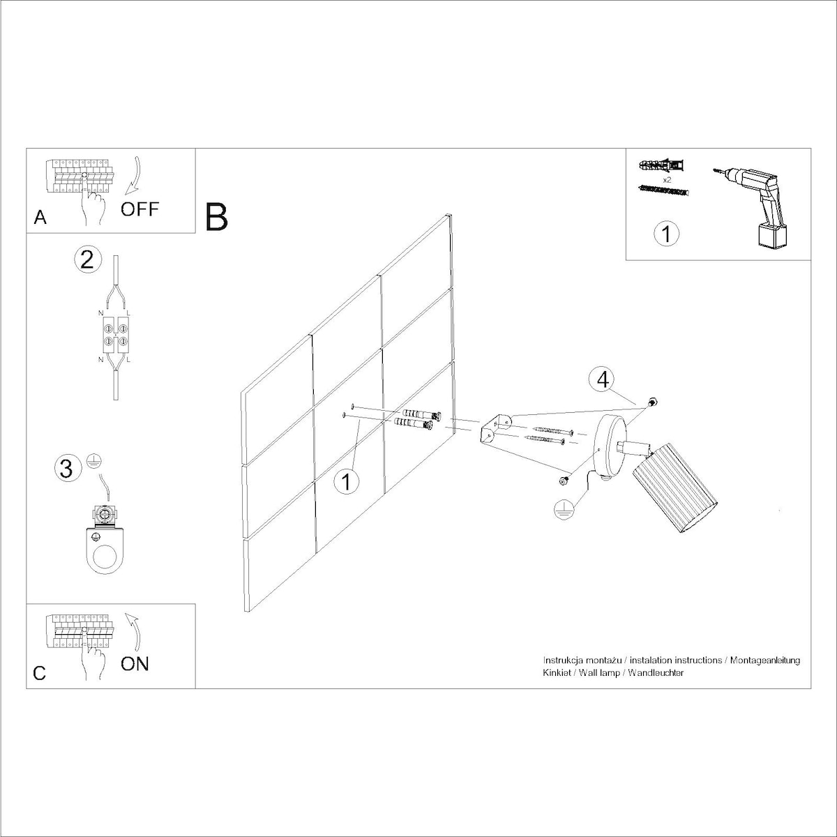 Kinkiet KARBON taupe z włącznikiem