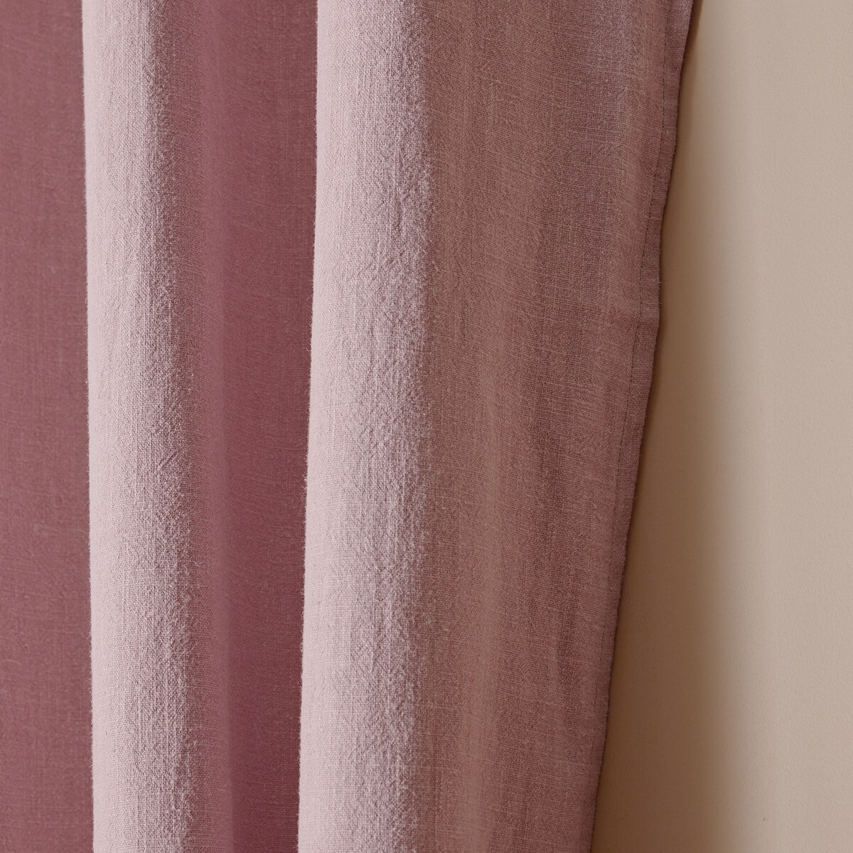 Różowa zasłona na taśmie marszczącej Merida z lnu 140x250