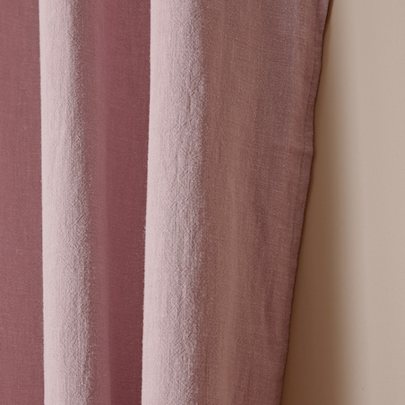 Różowa zasłona na taśmie marszczącej Merida z lnu 140x250