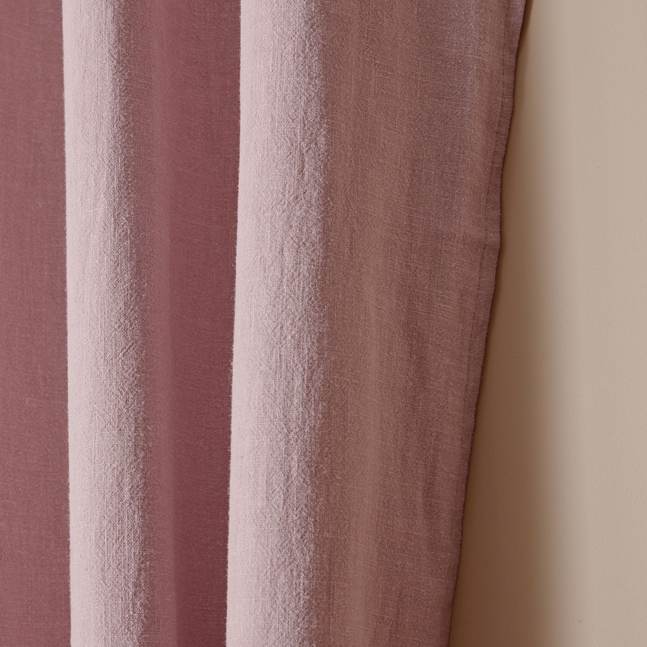 Różowa zasłona na taśmie marszczącej Merida z lnu 140x250