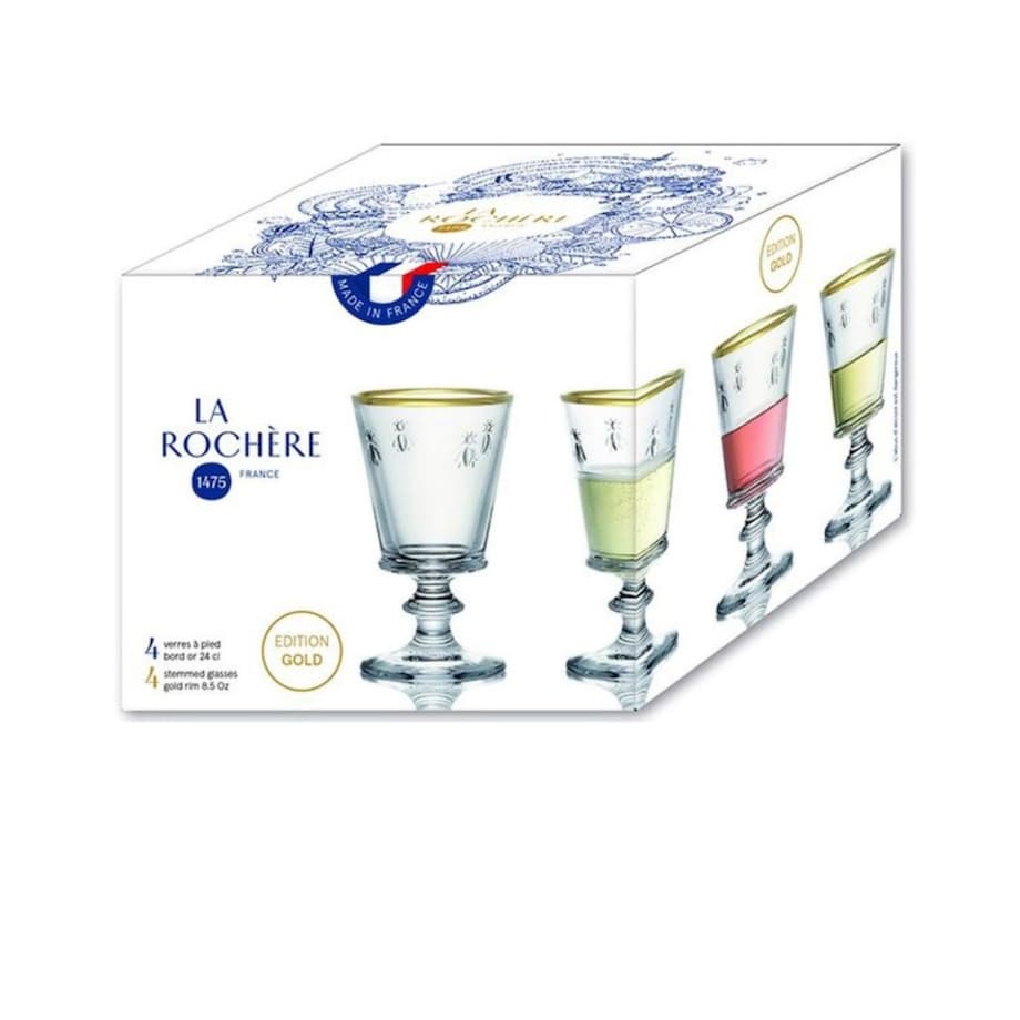Kieliszki ze Złotą Obwódką 4 szt. 220 ml Abeille
