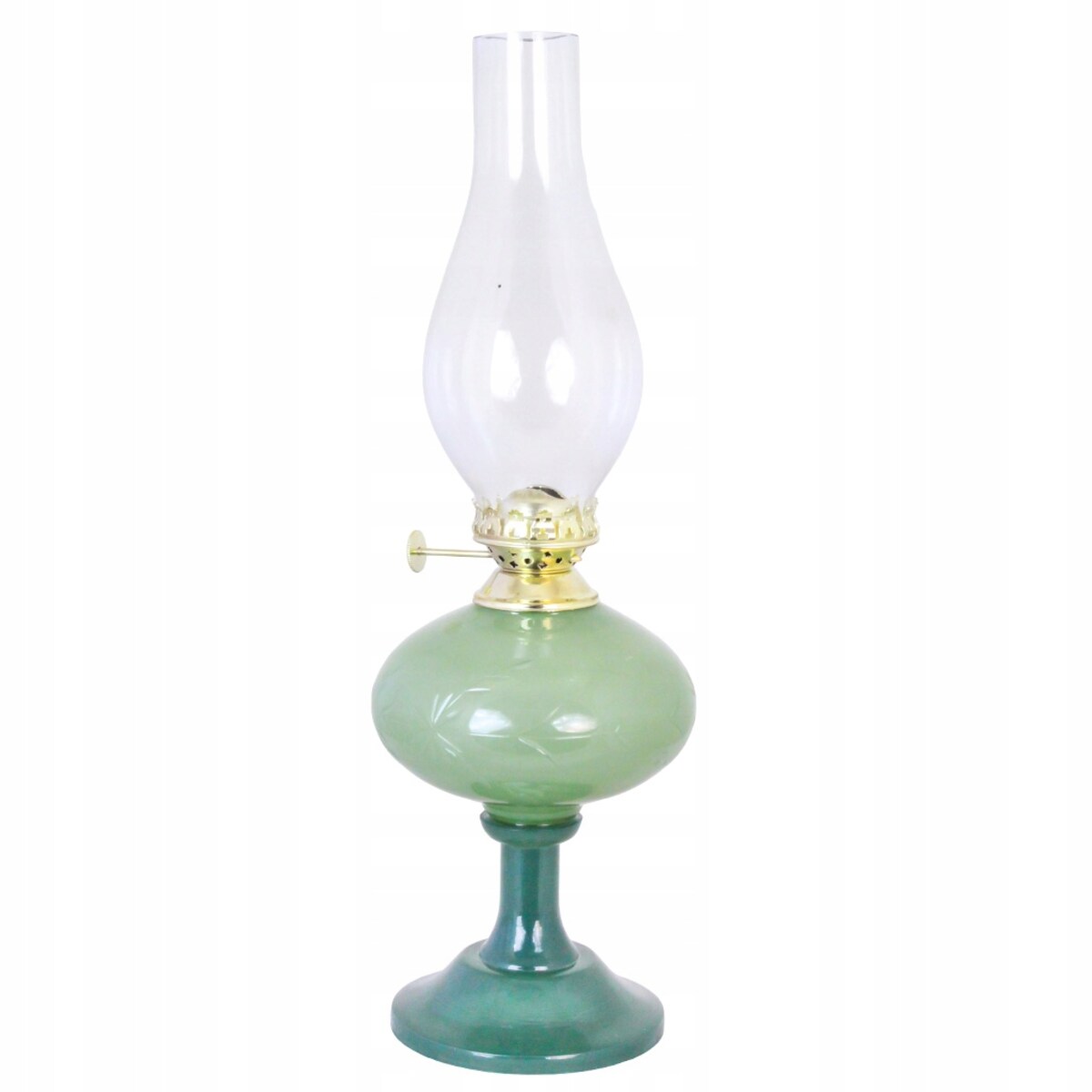 LAMPA NAFTOWA DUŻA ZIELONA SZKLANA KLOSZ RETRO DO DOMU OGRODU NA PREZENT
