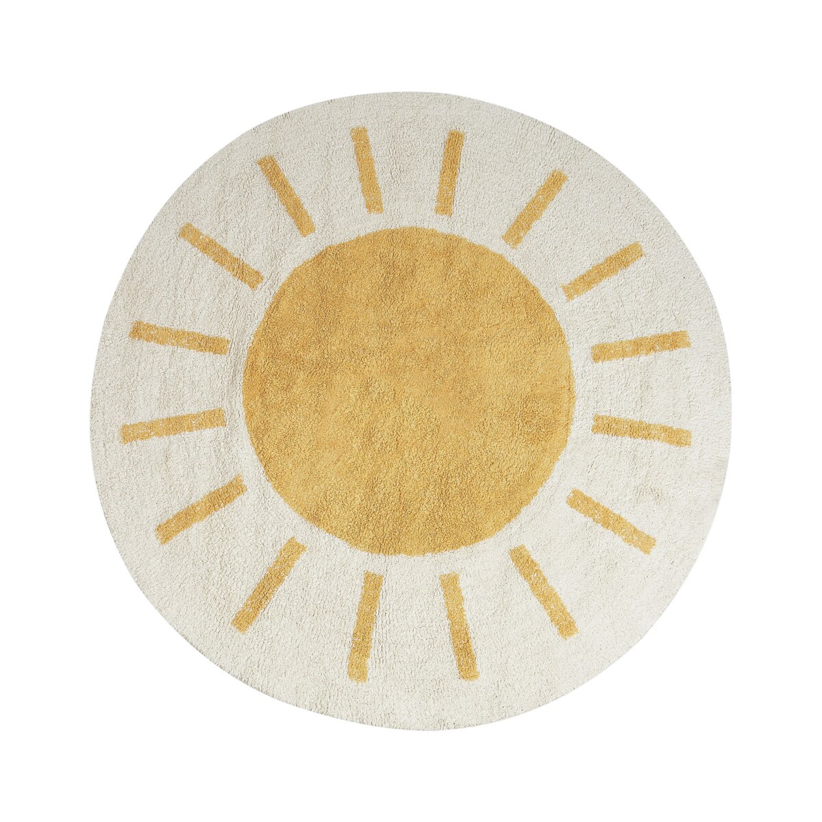 Dywan okrągły bawełniany ø 140 cm jasnobeżowy z żółtym BAIKER