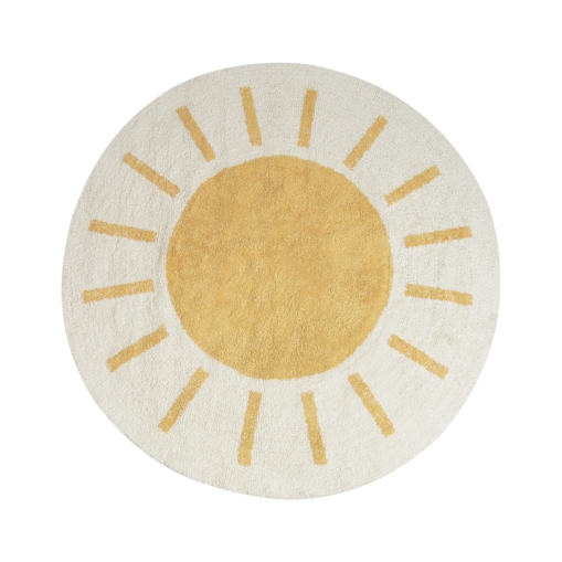 Dywan okrągły bawełniany ø 140 cm jasnobeżowy z żółtym BAIKER