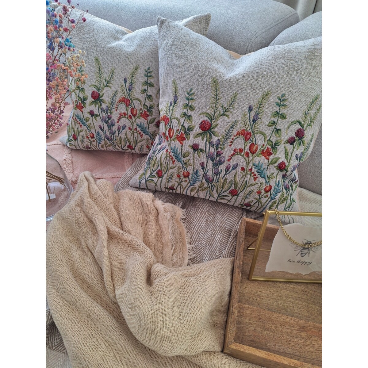 Poszewka Na Poduszkę Jasiek 45X45 Cm Żakardowa Dekoracyjna Ozobna Ogród