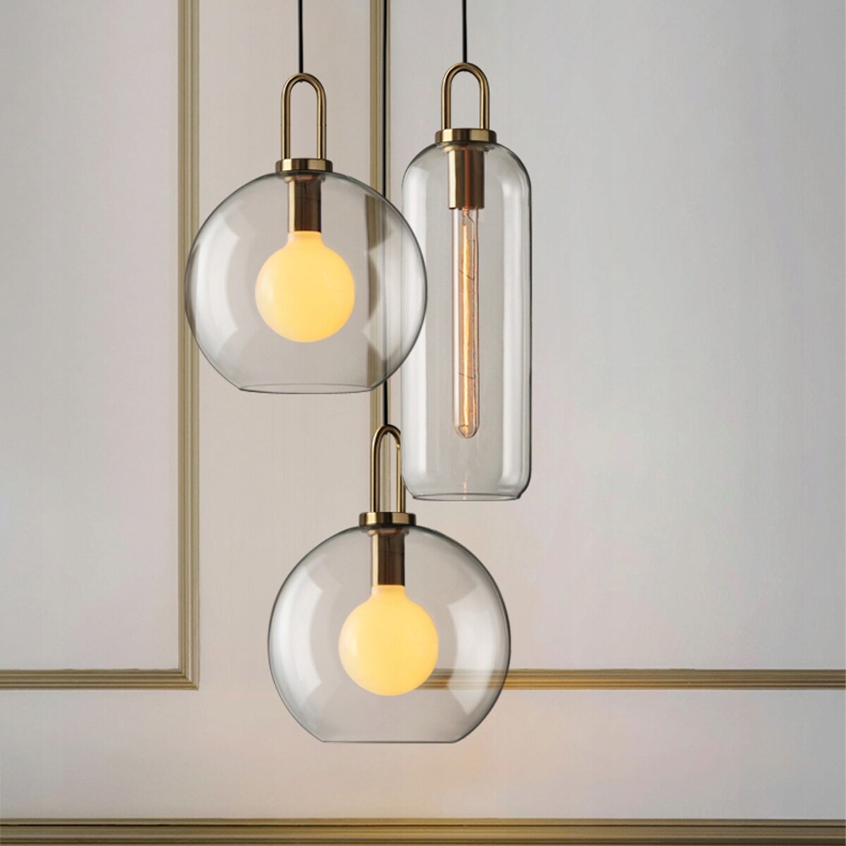 Lampa Sufitowa Wisząca Szklana E27 Kula Złota 25Cm