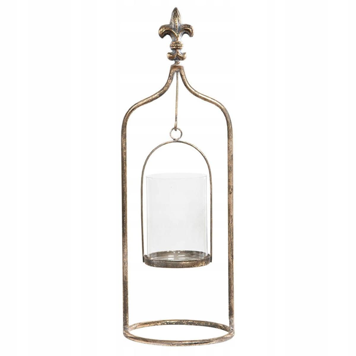 ŚWIECZNIK NA TEALIGHT złoty metalowy szklany do salonu łazienki 40cm