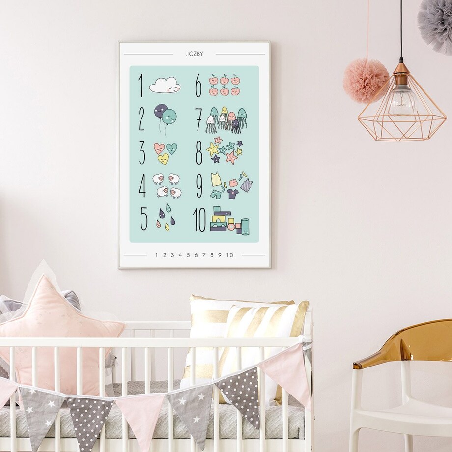 Plakat dla dzieci Liczby miętowe 20x30