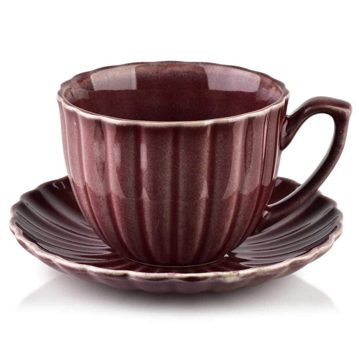 Filiżanka ze spodkiem Evie Burgundy