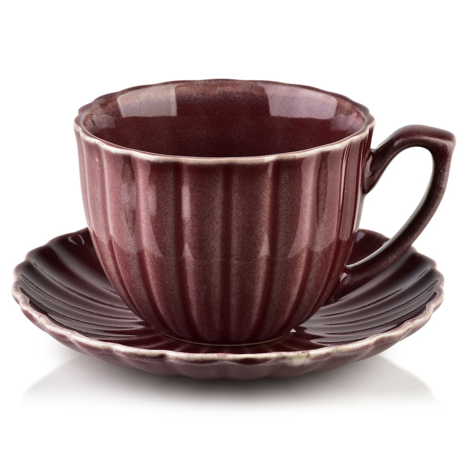 Filiżanka ze spodkiem Evie Burgundy