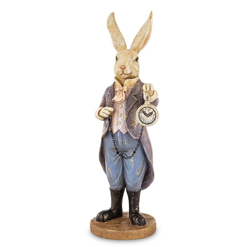 Dekoracja - królik 30x10x10 cm KOMIZO z zegarkiem