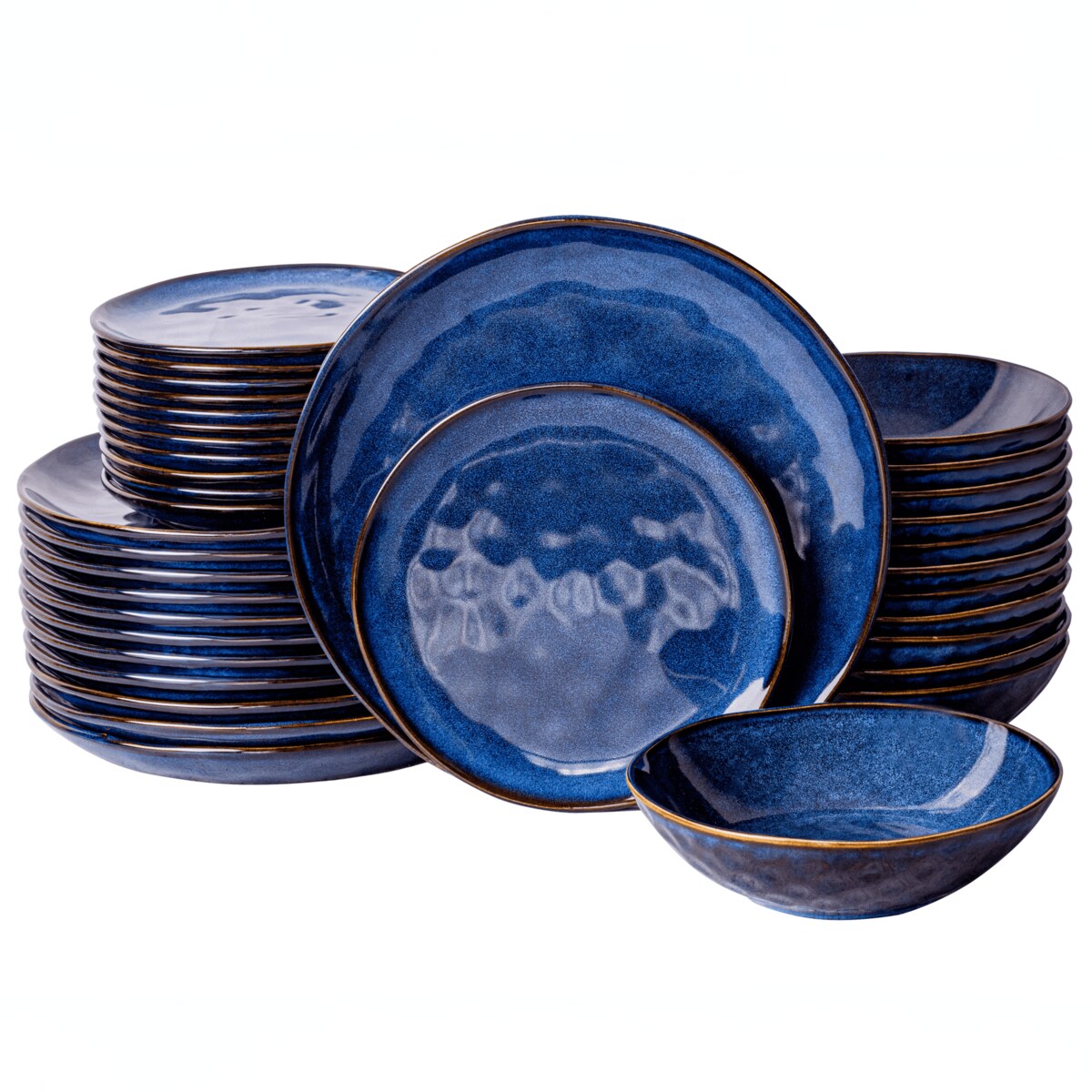 Serwis obiadowy Uminami niebieski na 12 osób 36 szt. Nowoczesny Do zmywarki Komplet talerzy