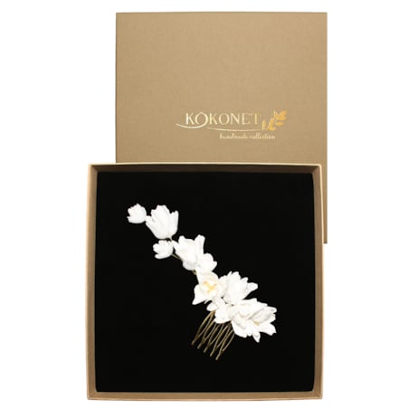 OZDOBA do włosów złota biała z kwiatami robiona unikalna elegancka FRENCH