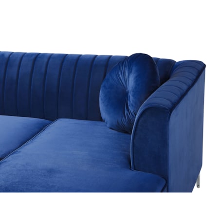 Narożnik welurowy lewostronny niebieski TIMRA