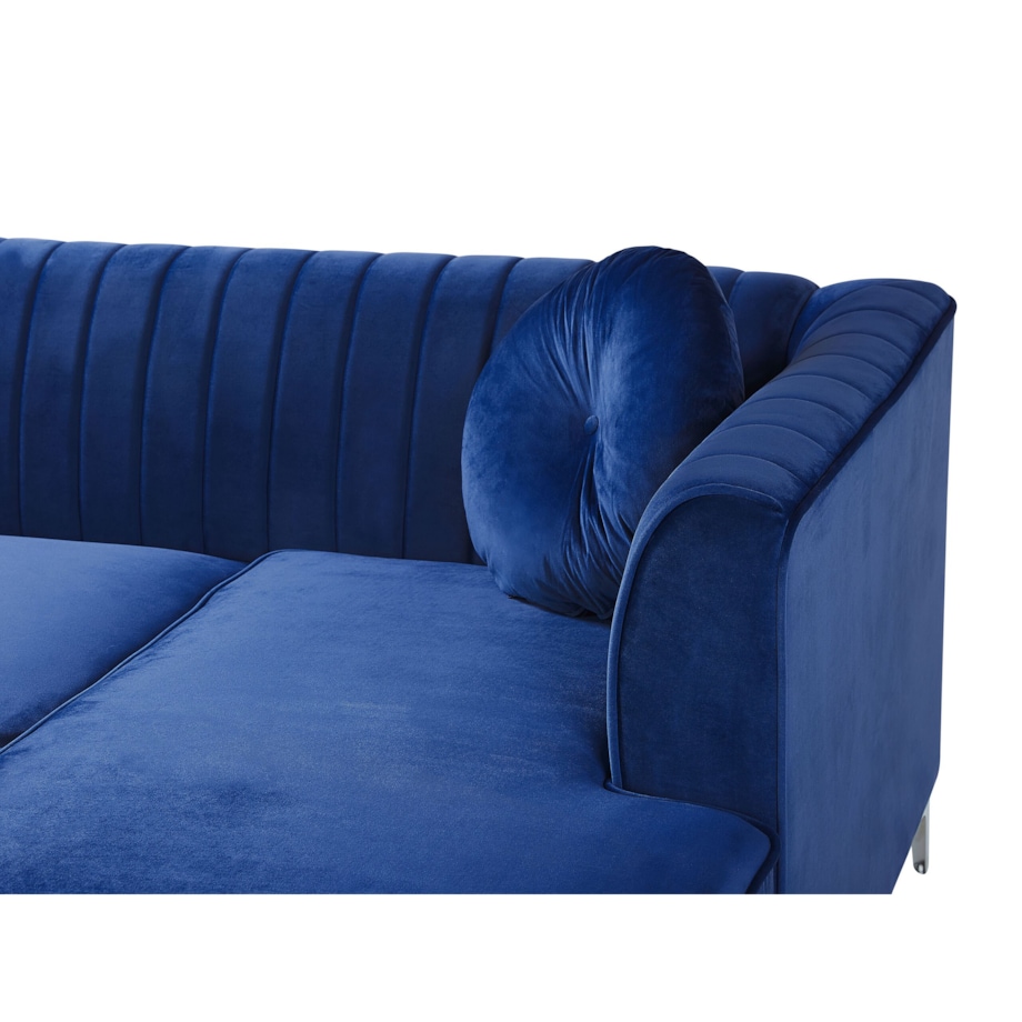 Narożnik welurowy lewostronny niebieski TIMRA