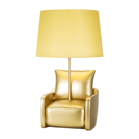 Lampa stołowa Midcentury, kolor złoty, żywica syntetyczna, żelazo i tkanina, 26 x 26 x 46 cm, 1 x E27, max. 40 W, do salonu i sypialni, Mauro Ferretti