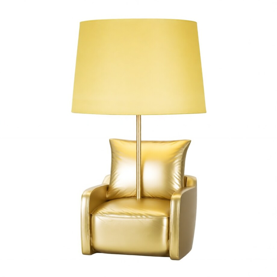Lampa stołowa Midcentury, kolor złoty, żywica syntetyczna, żelazo i tkanina, 26 x 26 x 46 cm, 1 x E27, max. 40 W, do salonu i sypialni, Mauro Ferretti