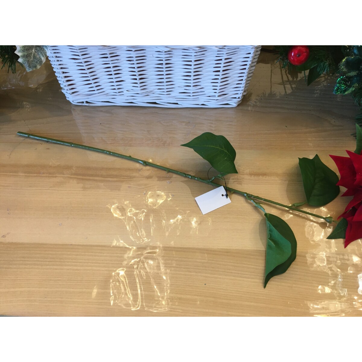 ŁODYGA SZTUCZNA do gwiazdy betlejemskiej KWIATÓW RÓŻNYCH z liśćmi 44cm