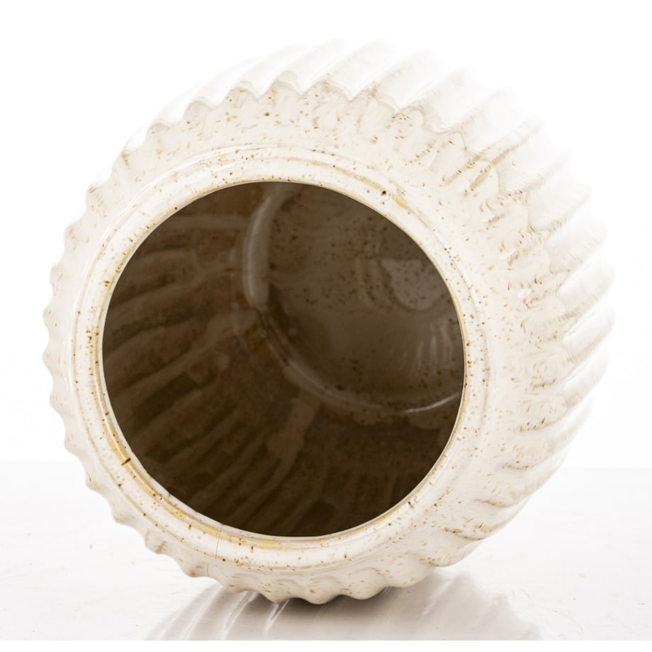 Wazon osłonka ceramiczny prążkowany 22,5x15x15 cm FIBI-3 biały