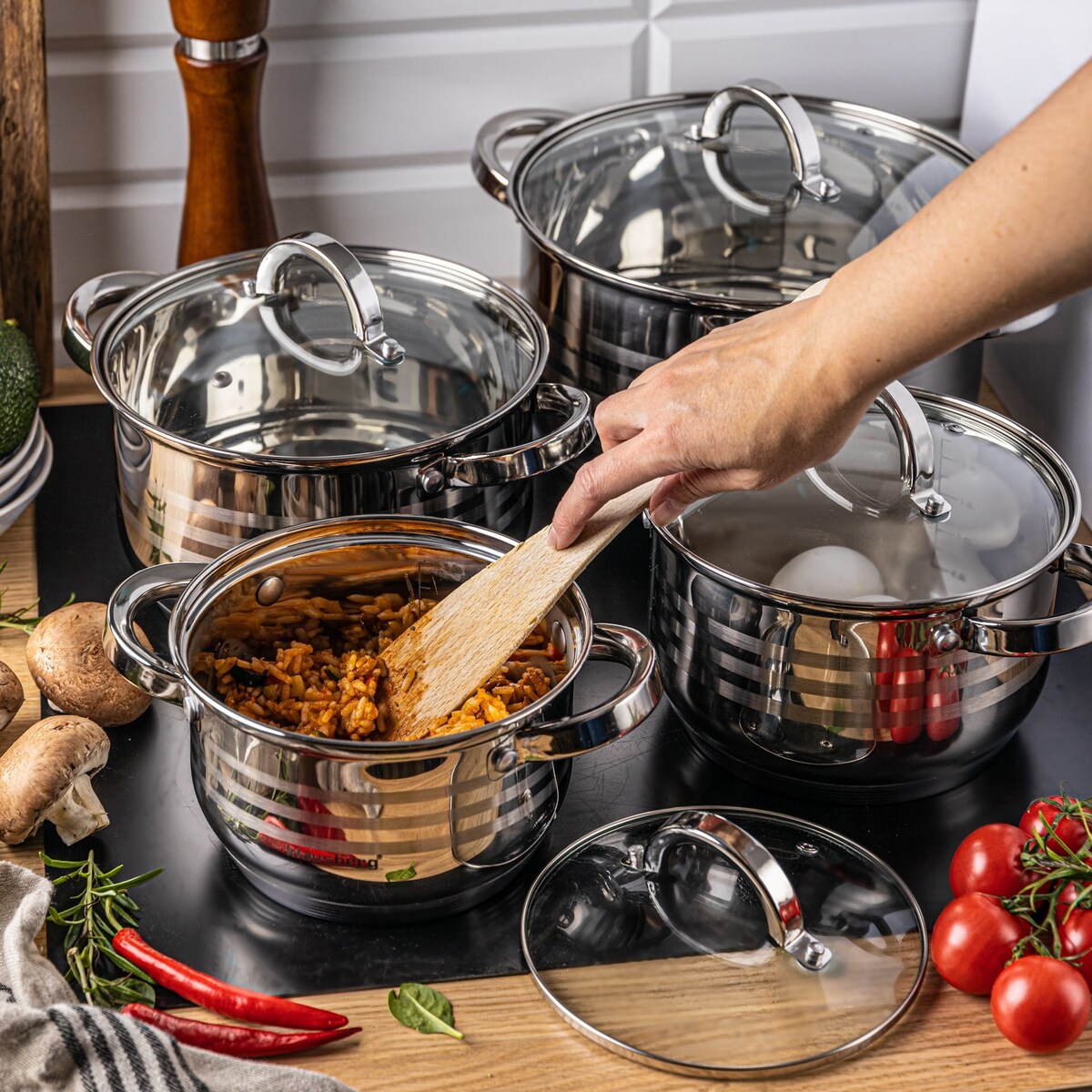 Zestaw garnków stalowych 9 ele. 2.1/2.9/3.9/5.0L KLAUSBERG