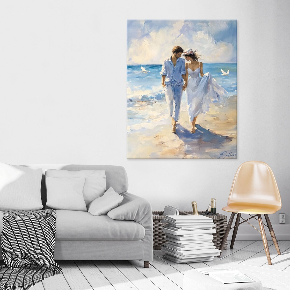 OBRAZ KOBIETA I MĘŻCZYZNA MORZE DO SYPIALNI SALONU KUCHNI NA PŁÓTNIE 60x40