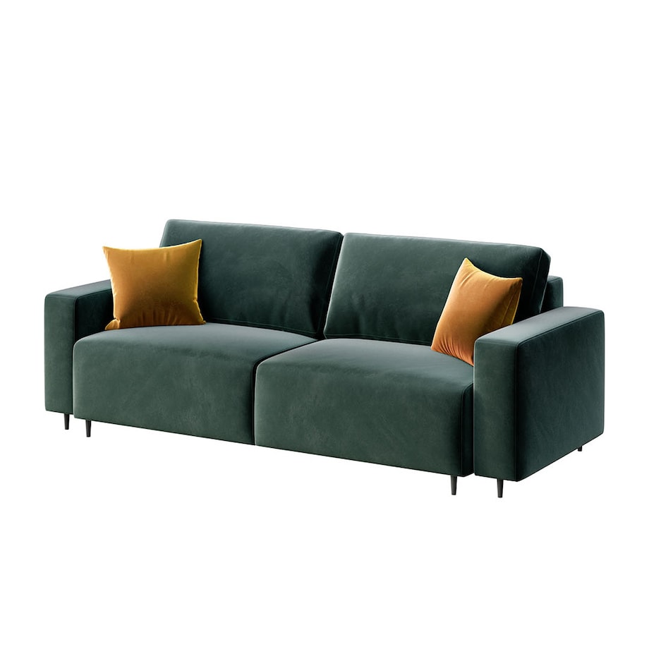 Hesto 3-osobowa rozkładana sofa - ciemnozielona