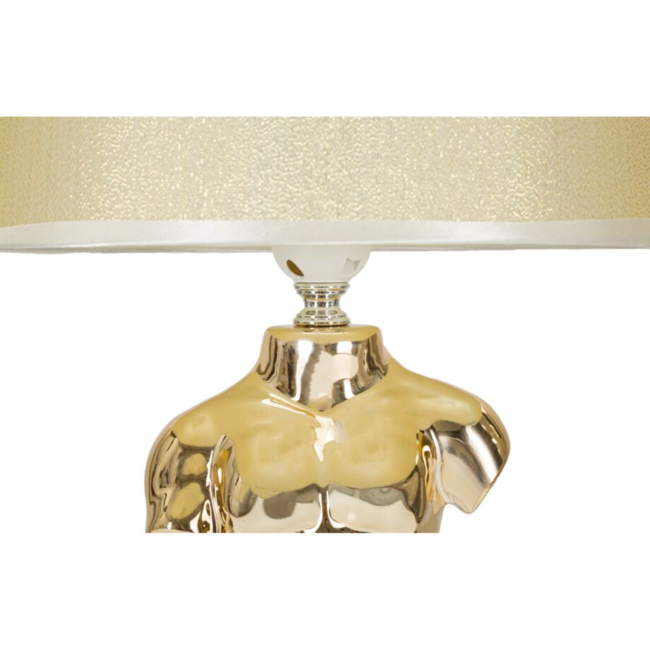 Lampa stołowa Glam Man, kolor złoty, ceramika, żelazo i tkanina, 25 x 25 x 42,5 cm, 1 x E27, max. 40 W, do salonu i sypialni, Mauro Ferretti
