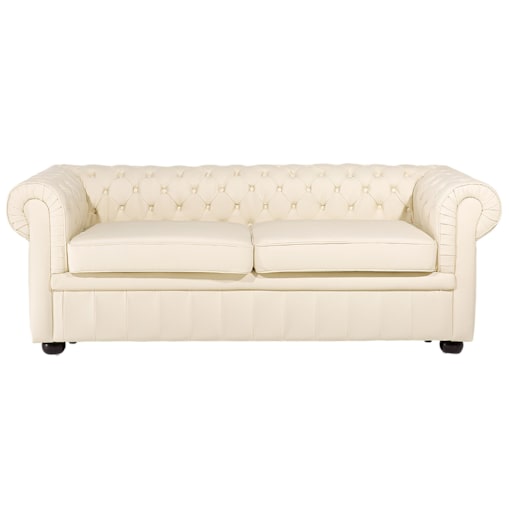 Sofa 3-osobowa skórzana kremowa CHESTERFIELD