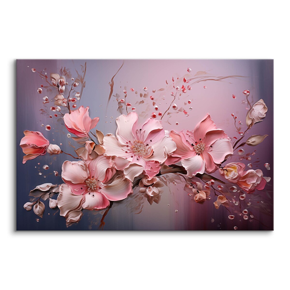 Obraz Ścienny Do Salonu Różowe Kwiaty Abstrakcja Natura Abstrakcja 120x80cm