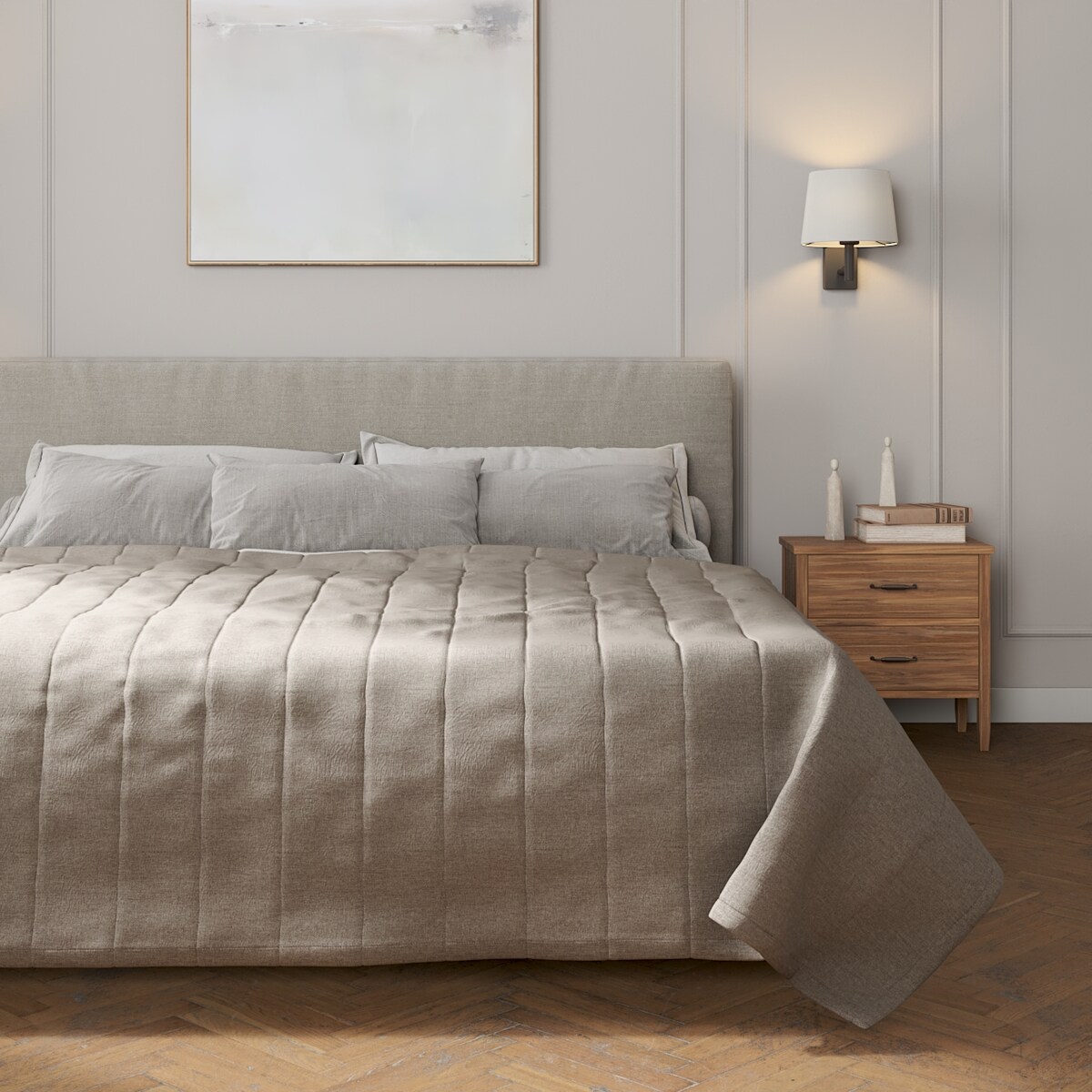 Narzuta pikowana w pasy 130x210 grafit