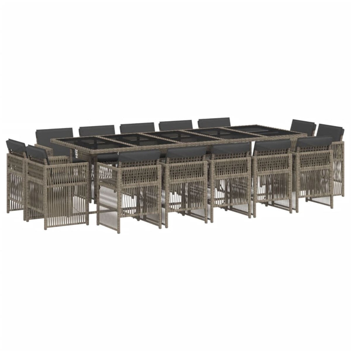 vidaXL 15-cz. zestaw mebli ogrodowych z poduszkami, szary, rattan PE