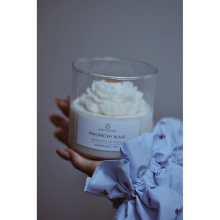 Świeca sojowa PIWONIOWY BLASK BIEL 400 ml N°9 "Wiosenny Afrodyzjak"