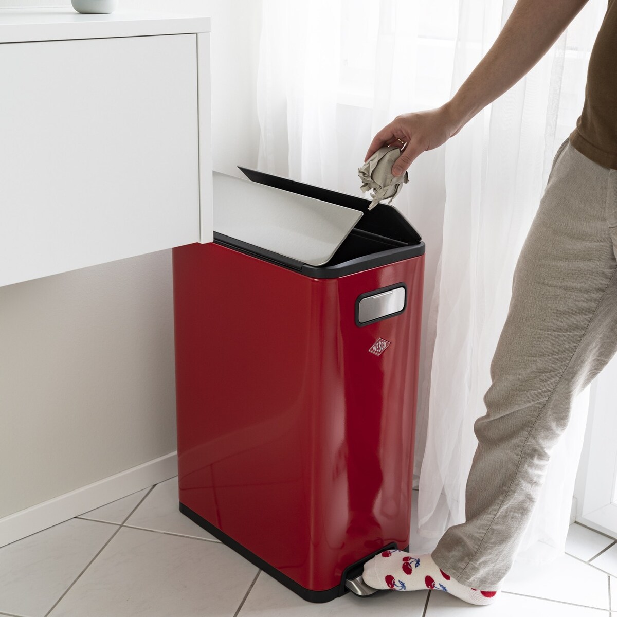 Kosz na śmieci grafitowy mat Big Double Master - Wesco