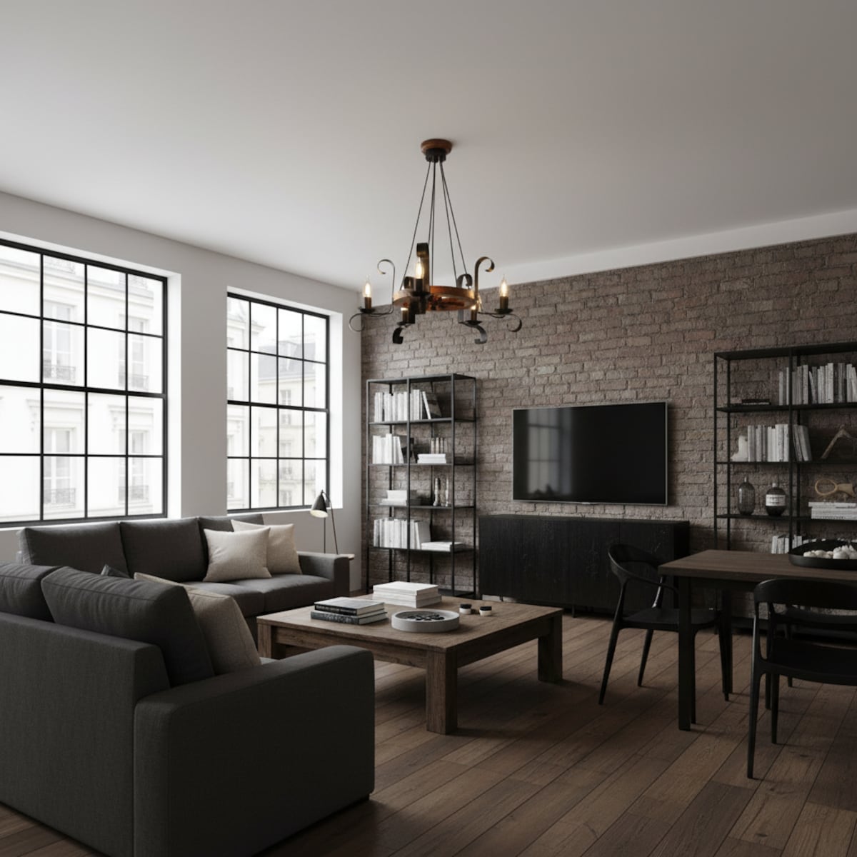 drewniana lampa wisząca 5 punktowa edylit loft retro
