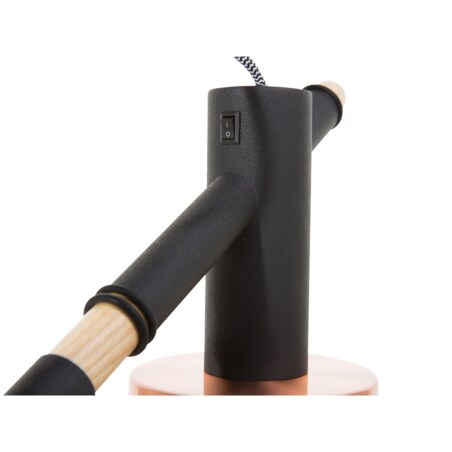 Lampa podłogowa regulowana drewniana czarna OWENS