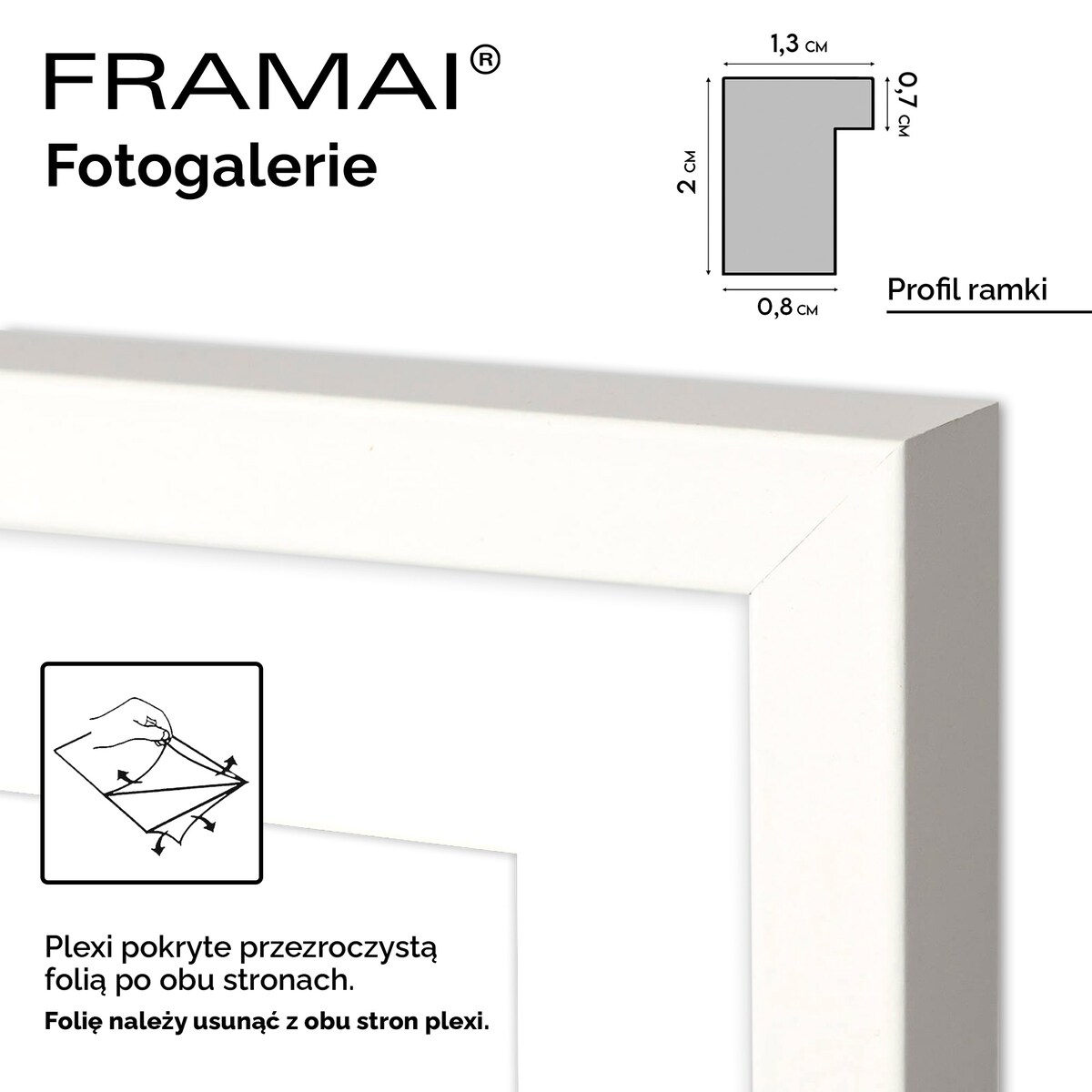 Ramka na zdjęcia 1x 10x10 6x 10x15 2x 15x21 biała galeria na 9 zdjęć multirama 50x50 FRAMAI