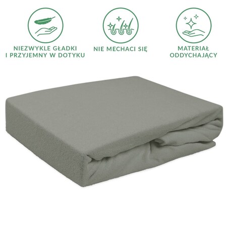 Prześcieradło z bawełny frotte z gumką 120x200 kolor szary PREMIUM
