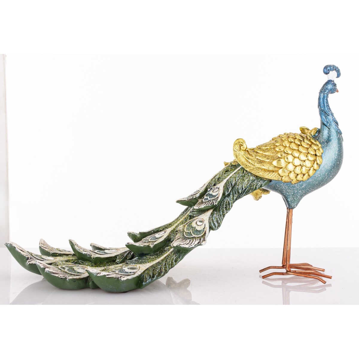 Dekoracja - Paw 20x31x115 cm PAVO Gold