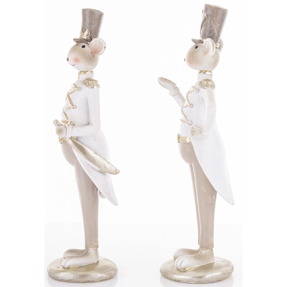 Dekoracja - para myszek we frakach i cylindrach 21,5x7x6 cm GRIGIO