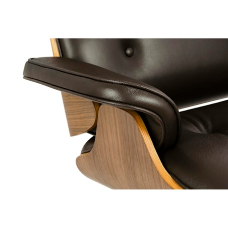 Fotel LOUNGE HM brązowy / orzech z podnóżkiem