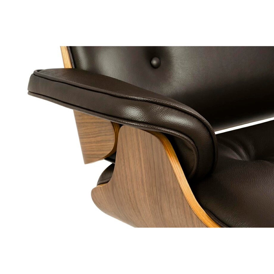 Fotel LOUNGE HM brązowy / orzech z podnóżkiem