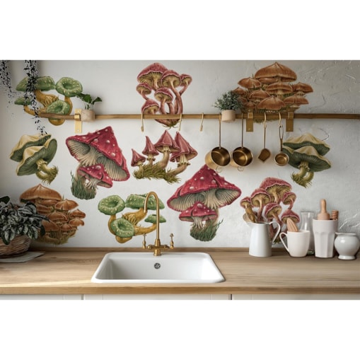 Zestaw naklejek na ścianę, Grzybowa łąka, 60cm