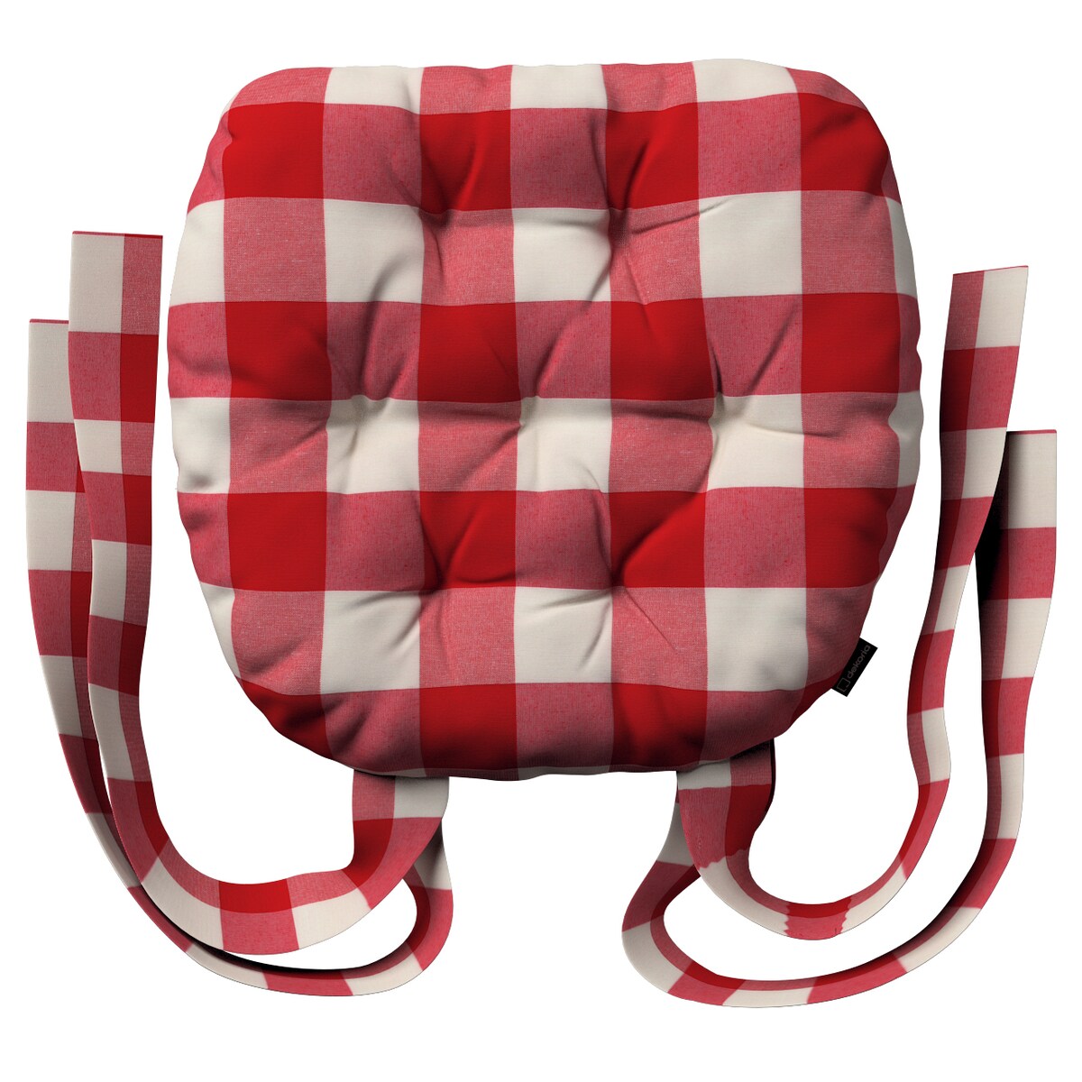Poduszka na krzesło Marcin, czerwono-biała krata (5,5x5,5cm), 40 x 37 x 8 cm, Christmas