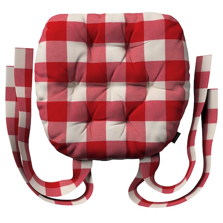 Poduszka na krzesło Marcin, czerwono-biała krata (5,5x5,5cm), 40 x 37 x 8 cm, Christmas