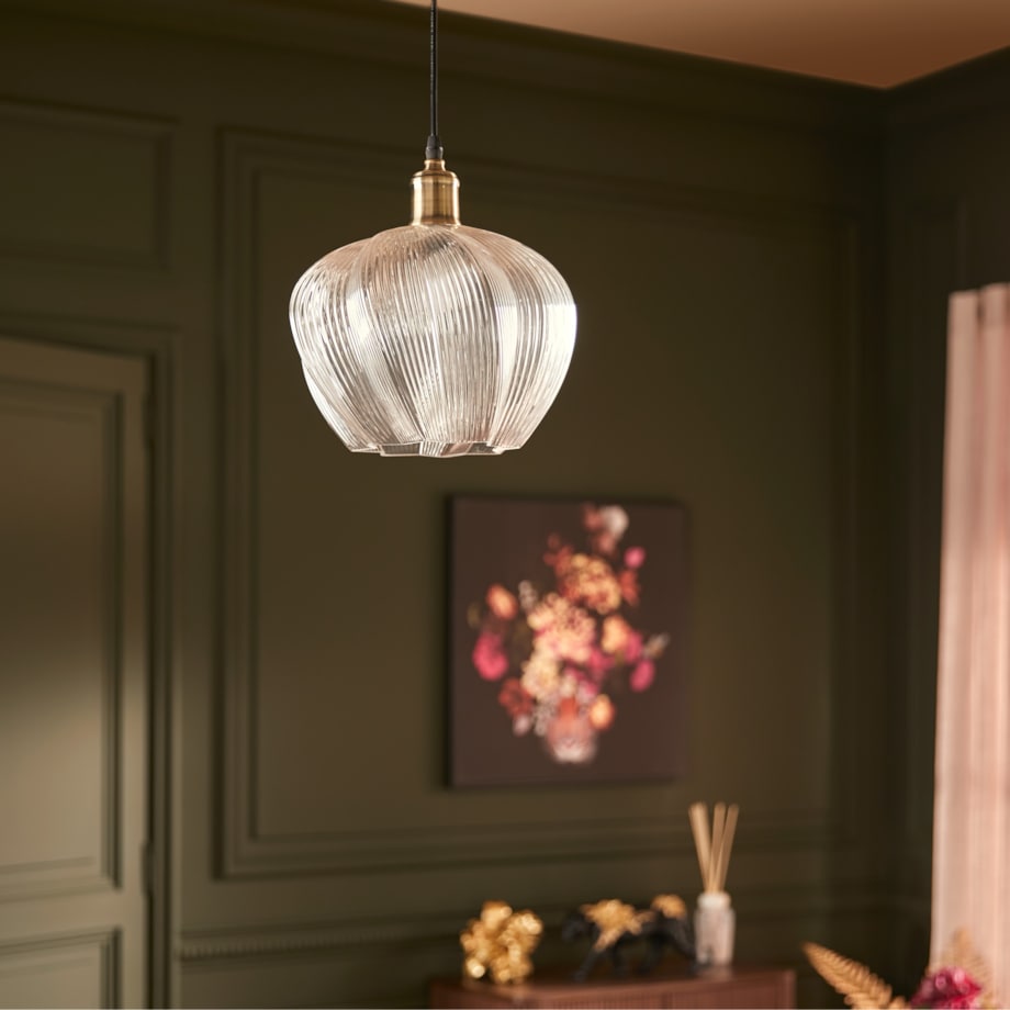 Lampa wisząca szklany klosz PHYLAS kwiat, Ø 27,5 cm