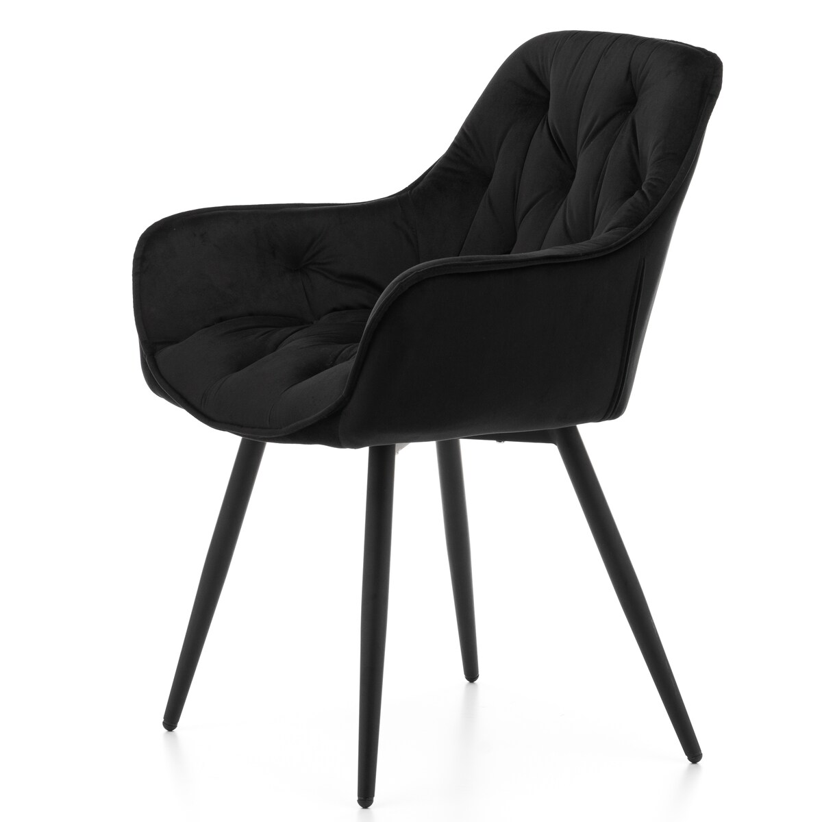 Krzesło tapicerowane pikowane do salonu jadalni welurowe SIENA czarne
