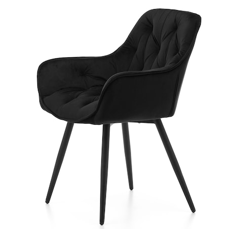 Krzesło tapicerowane pikowane do salonu jadalni welurowe SIENA czarne